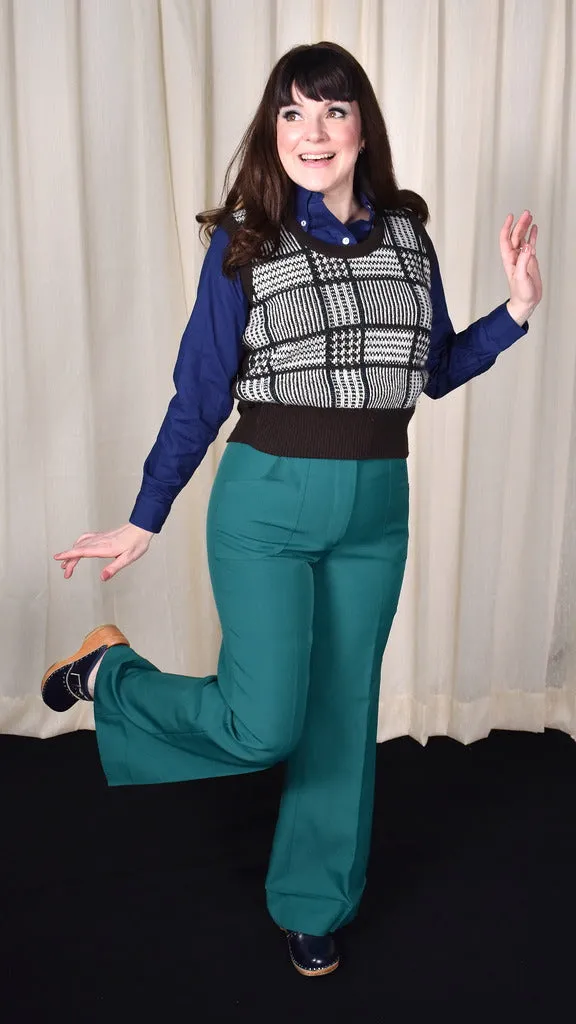 1960s Brown Plaid Knit Vest
