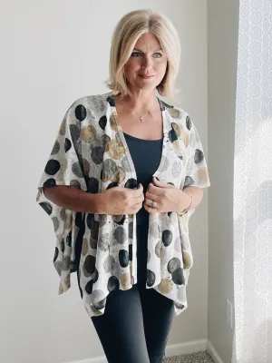Abstract Dot Open Wrap/Shawl - White