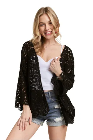 ADORA Leaf Pattern Crochet Cardigan