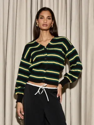AiiRZ V Neck Stripe Knit Cardigan