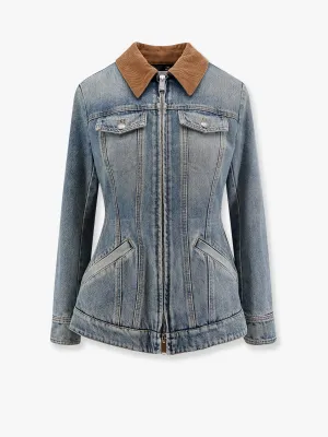 Alexander Mcqueen Denim Jacket With Volant