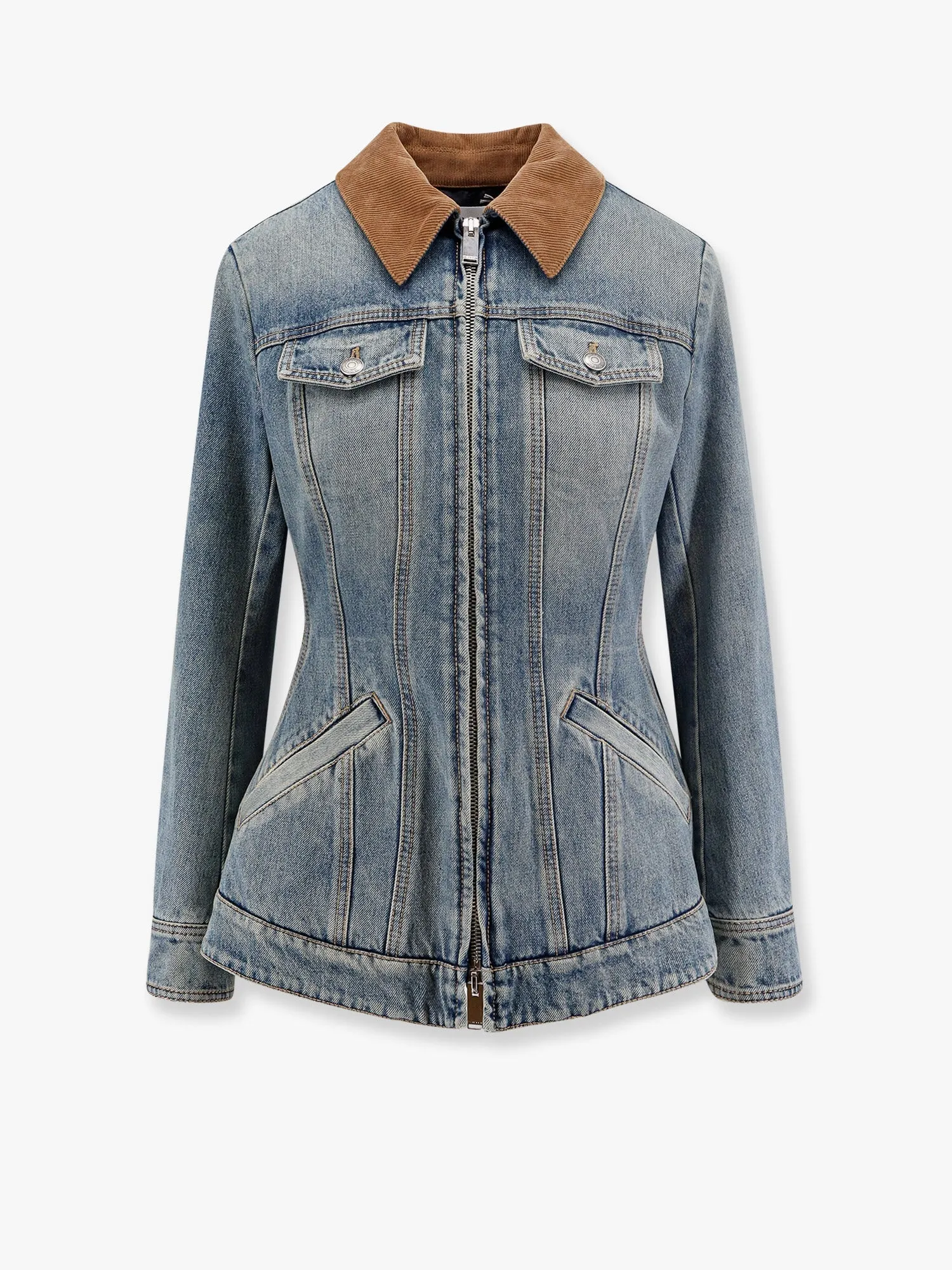 Alexander Mcqueen Denim Jacket With Volant