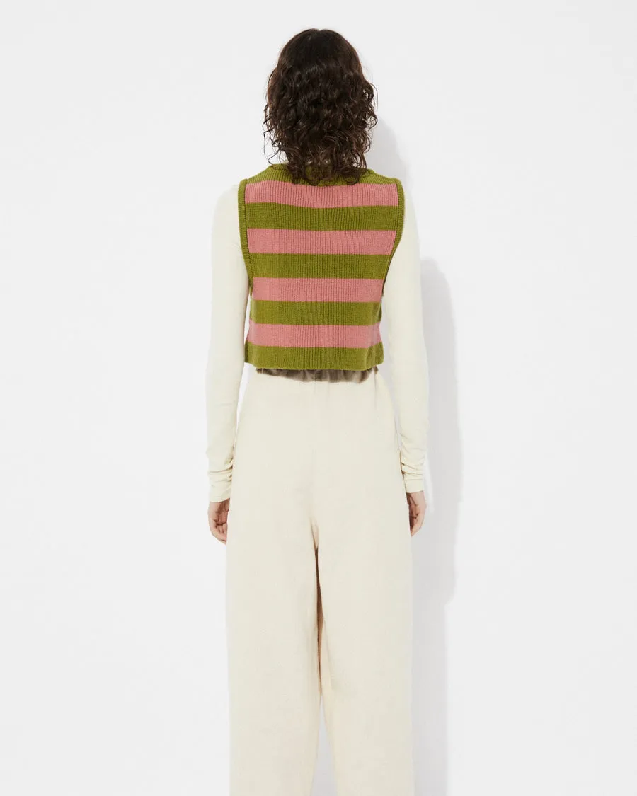 Annie - Sleeveless Sweater  - Pink/Green