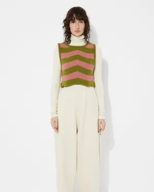 Annie - Sleeveless Sweater  - Pink/Green