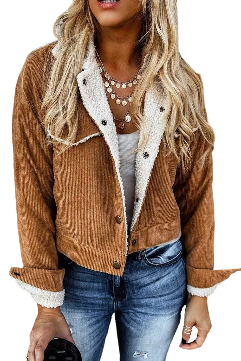 Army Green Sherpa Lining Corduroy Jacket