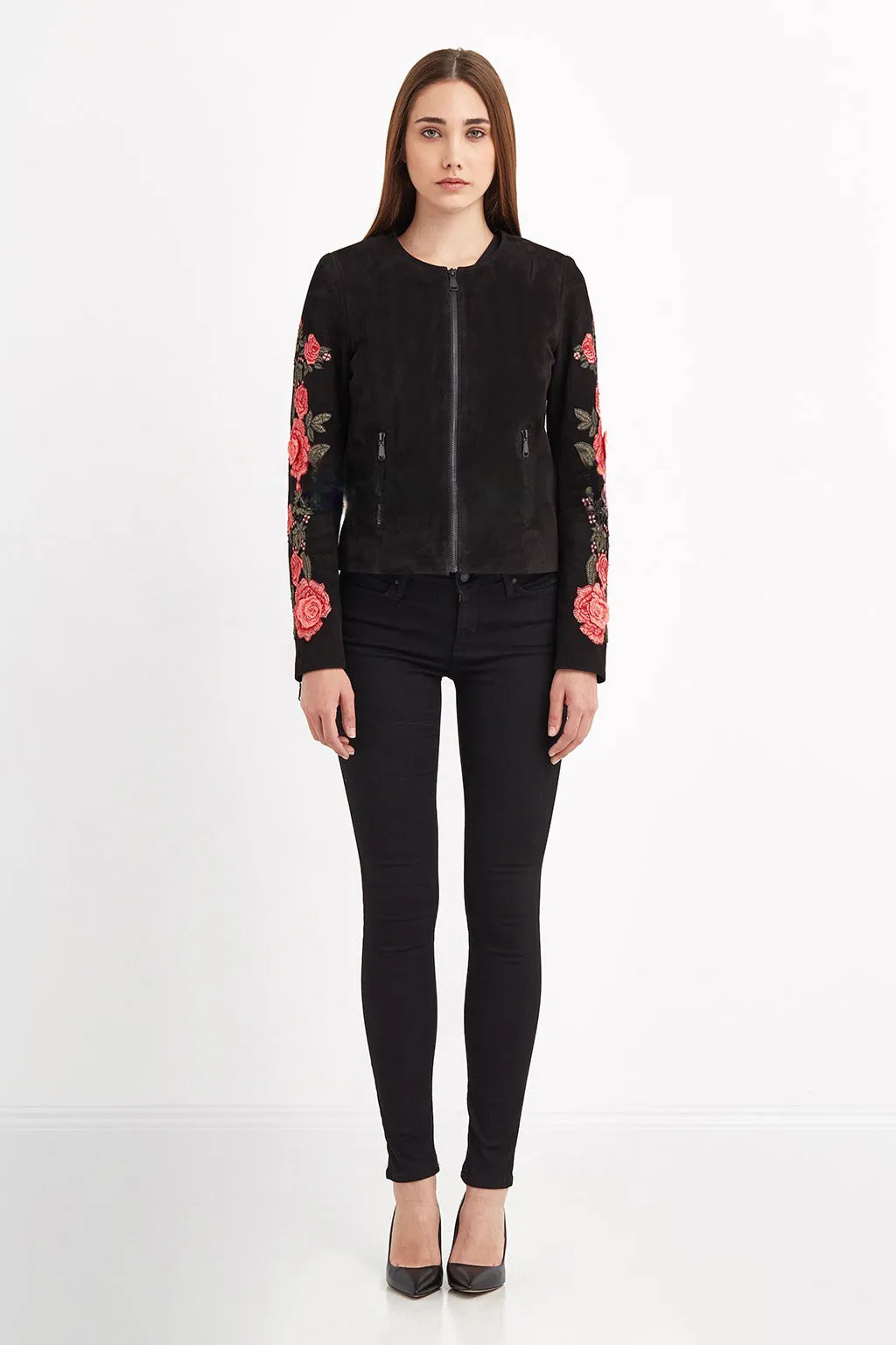 Ashly Women Suede Black leather jacket