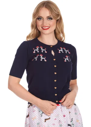 Banned Kissing Poodles 40's Cardigan Navy