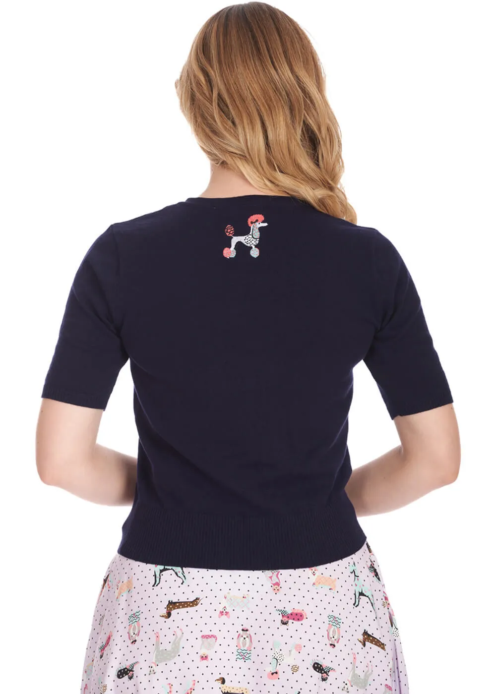 Banned Kissing Poodles 40's Cardigan Navy