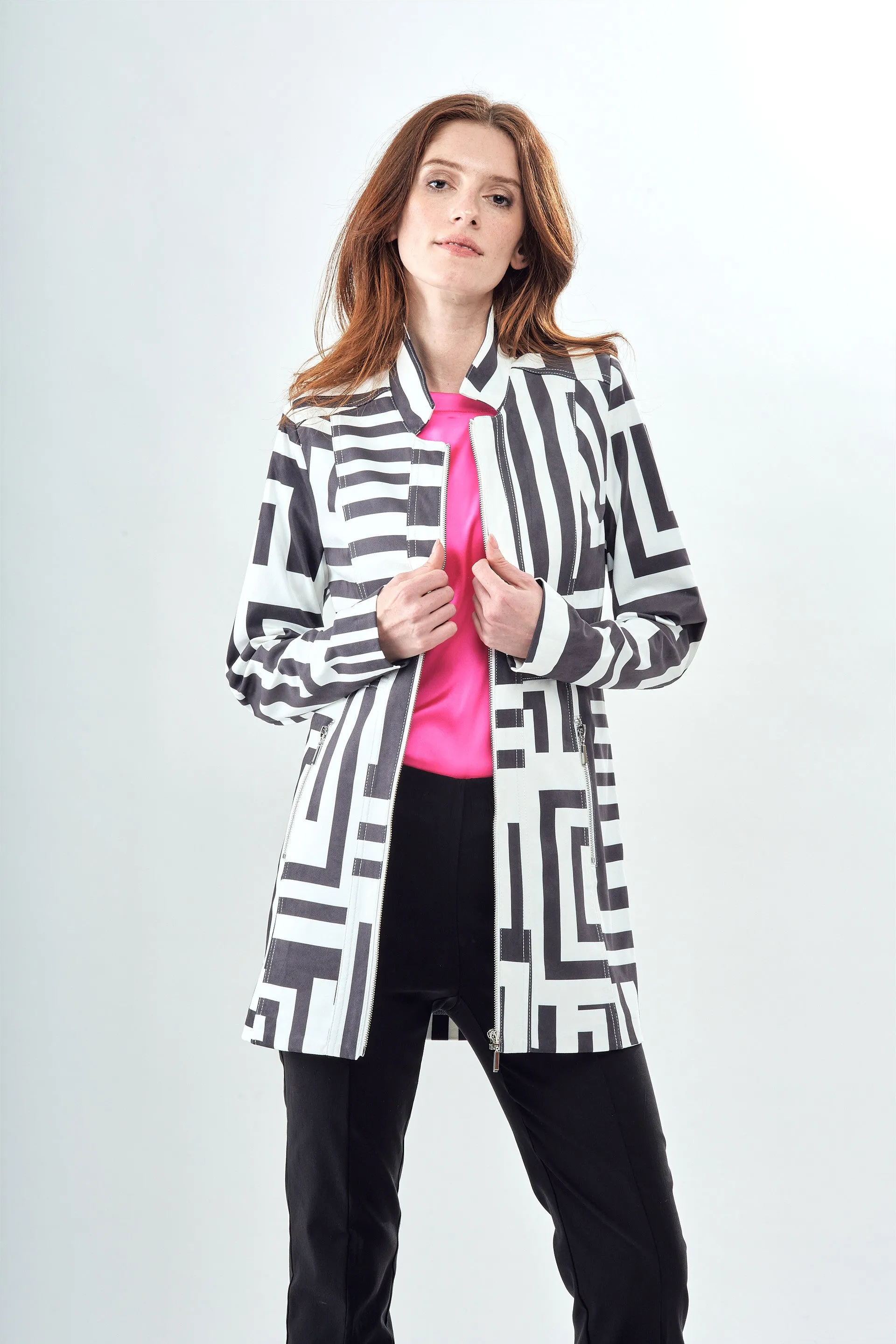 BCJ17A81ZPRA Long Silky Suede Jacket in Modern Maze
