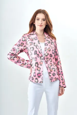 BCJ90A89MPR Printed Metallic Silky Suede Jacket in Liquid Pink Panther