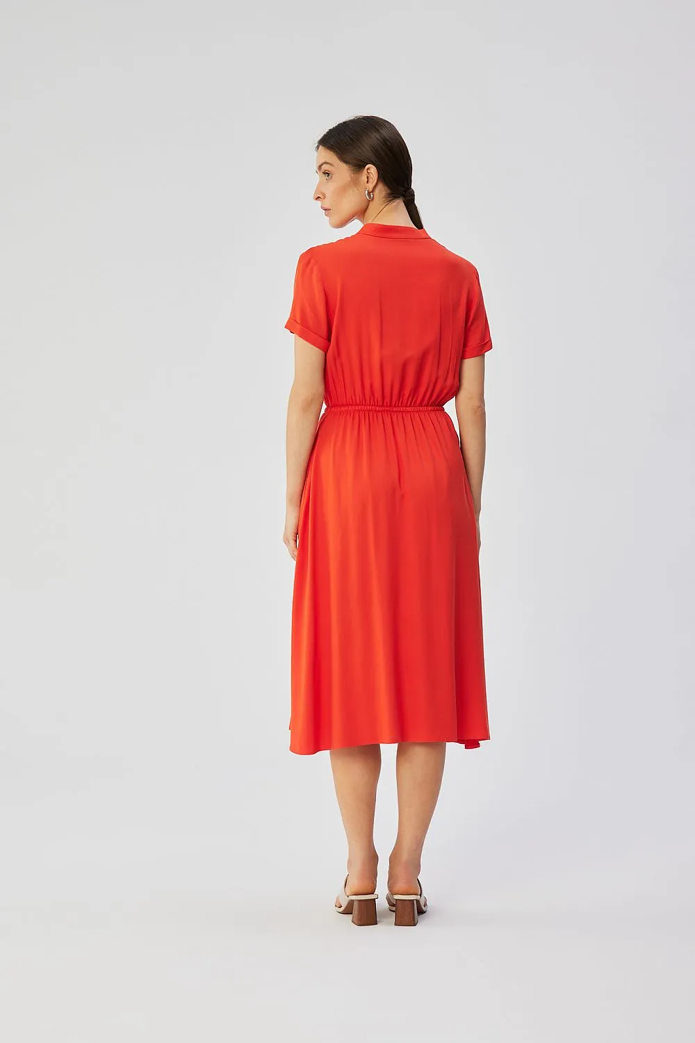 Belted Draped Midi Dress