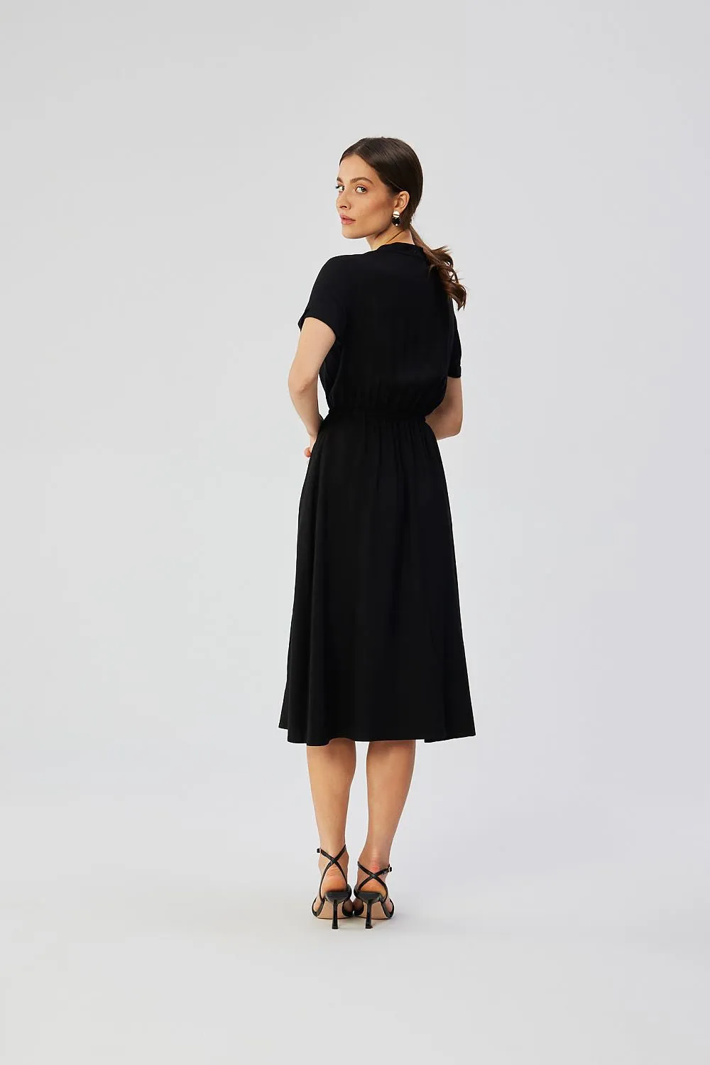 Belted Draped Midi Dress