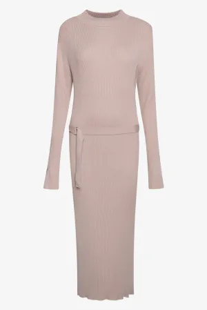 Belted Knitwear Dress Natural