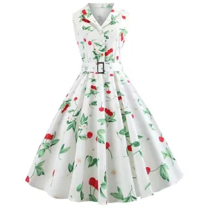 Belted Retro Print Trench Dress