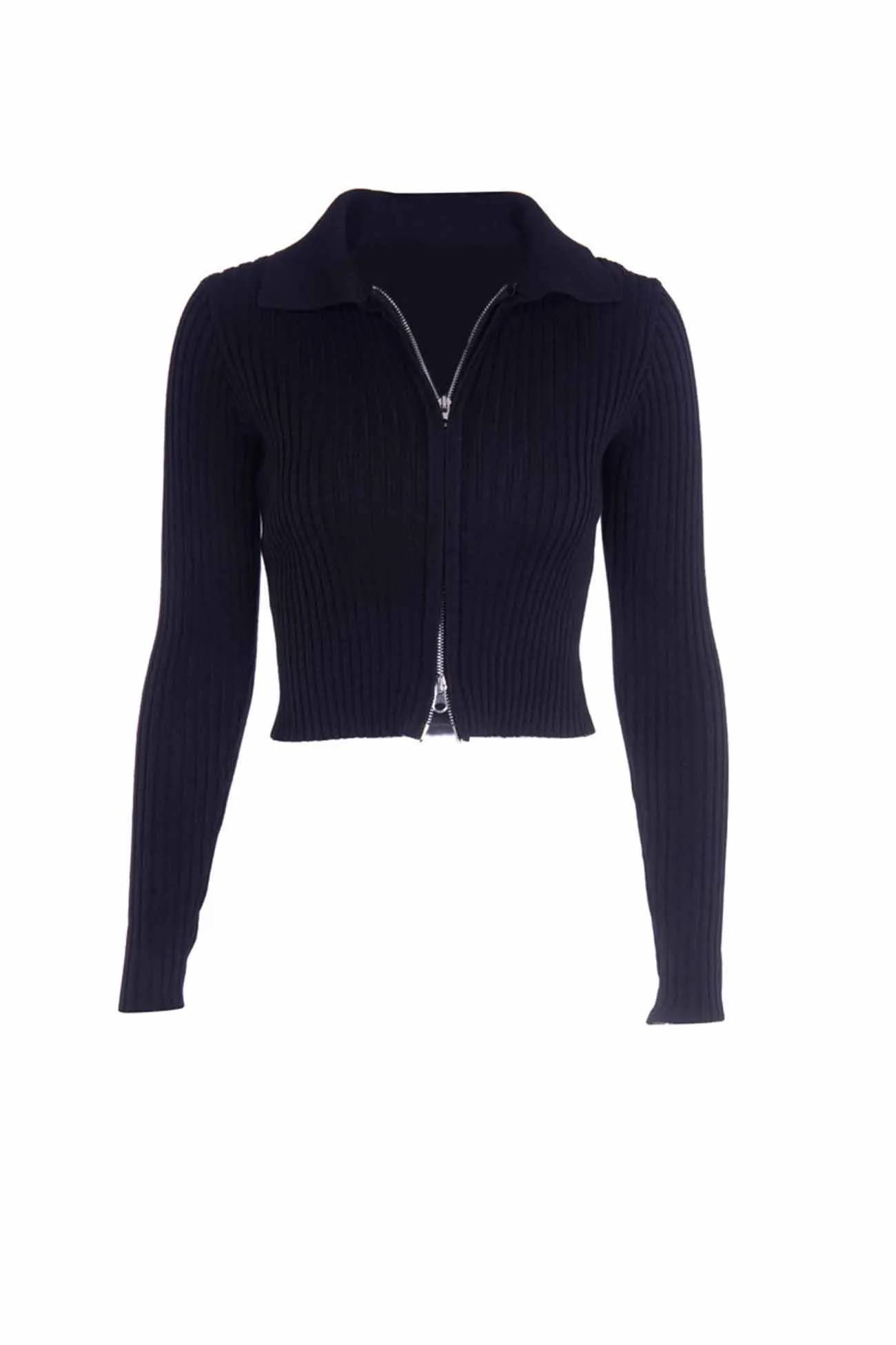 BerryBetty - Solid Two-way Zipper Knit Cardigan