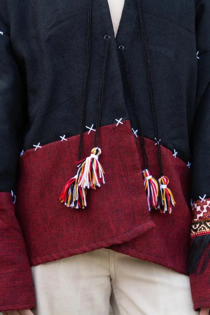 Black & Maroon | Handmade Premium Cardigan | Winter Wrap