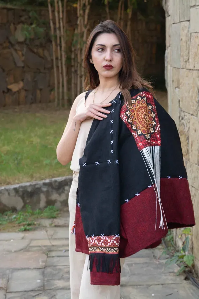 Black & Maroon | Handmade Premium Cardigan | Winter Wrap