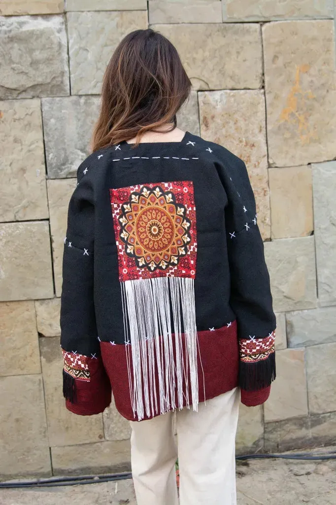 Black & Maroon | Handmade Premium Cardigan | Winter Wrap