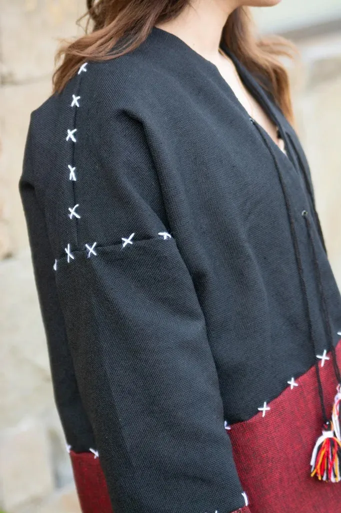 Black & Maroon | Handmade Premium Cardigan | Winter Wrap