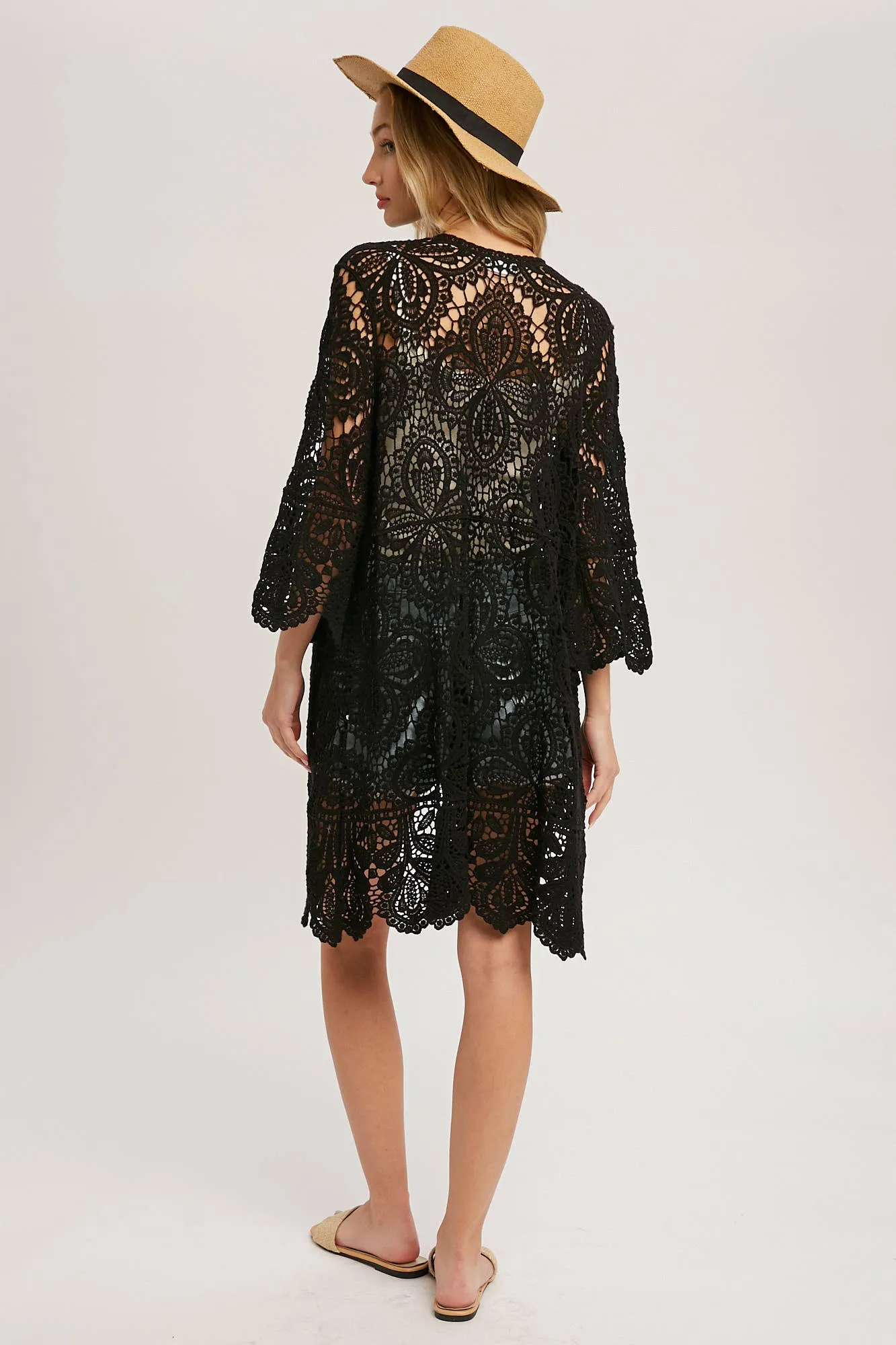 Black Crochet Lace Cardigan
