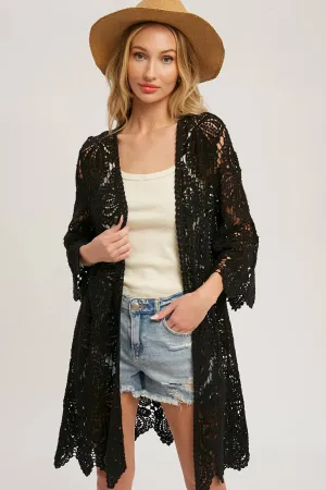 Black Crochet Lace Cardigan