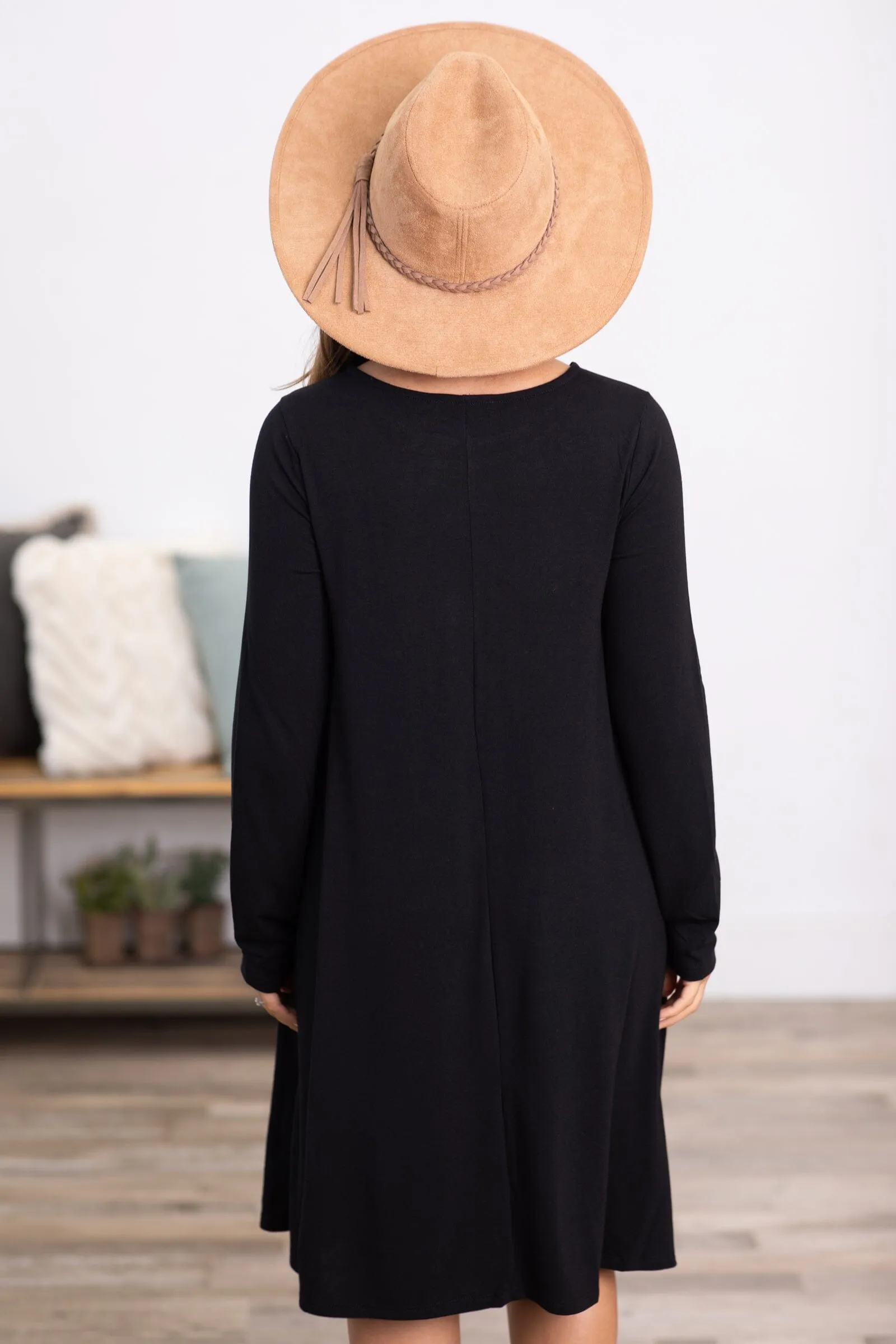 Black Long Sleeve Knit Dress