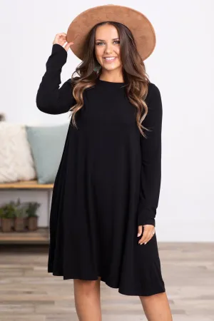 Black Long Sleeve Knit Dress