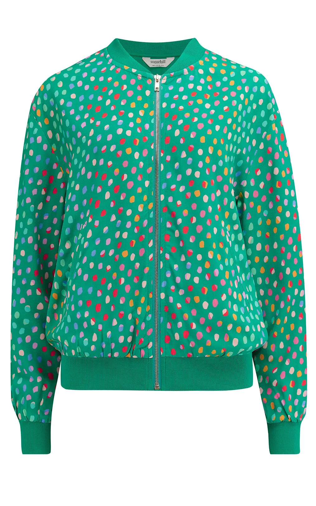 Bobbi Bomber Jacket Green Rainbow Pebbles