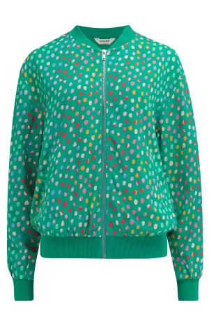 Bobbi Bomber Jacket Green Rainbow Pebbles