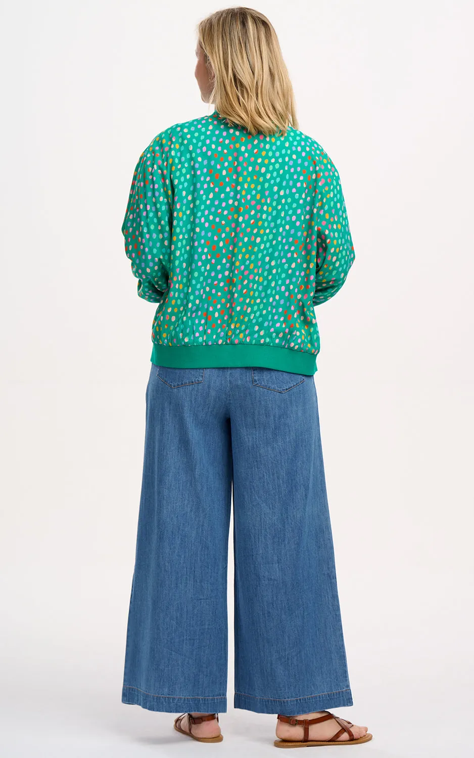 Bobbi Bomber Jacket Green Rainbow Pebbles