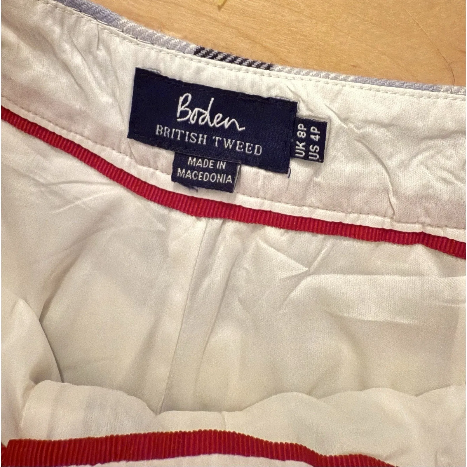 Boden Women's British Tweed Culottes Blue Plaid Cropped Wool Blend Pants 4P