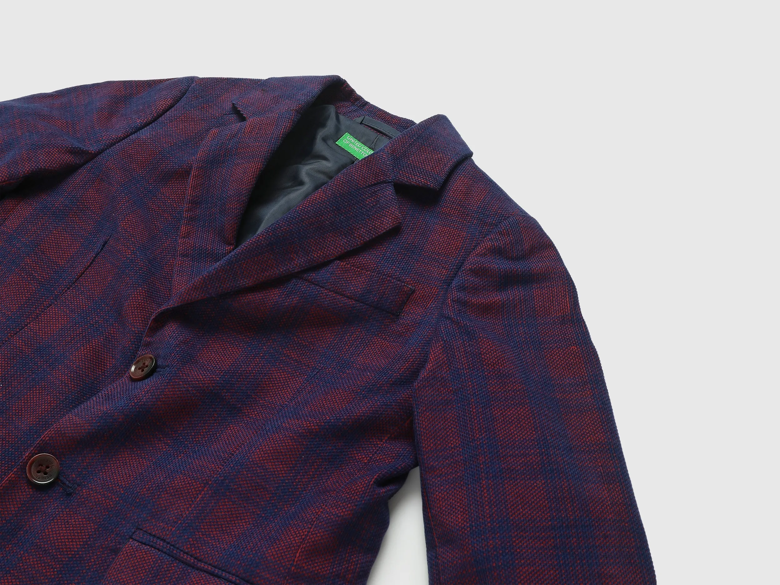 Boys Checked Lapel Neck Blazer