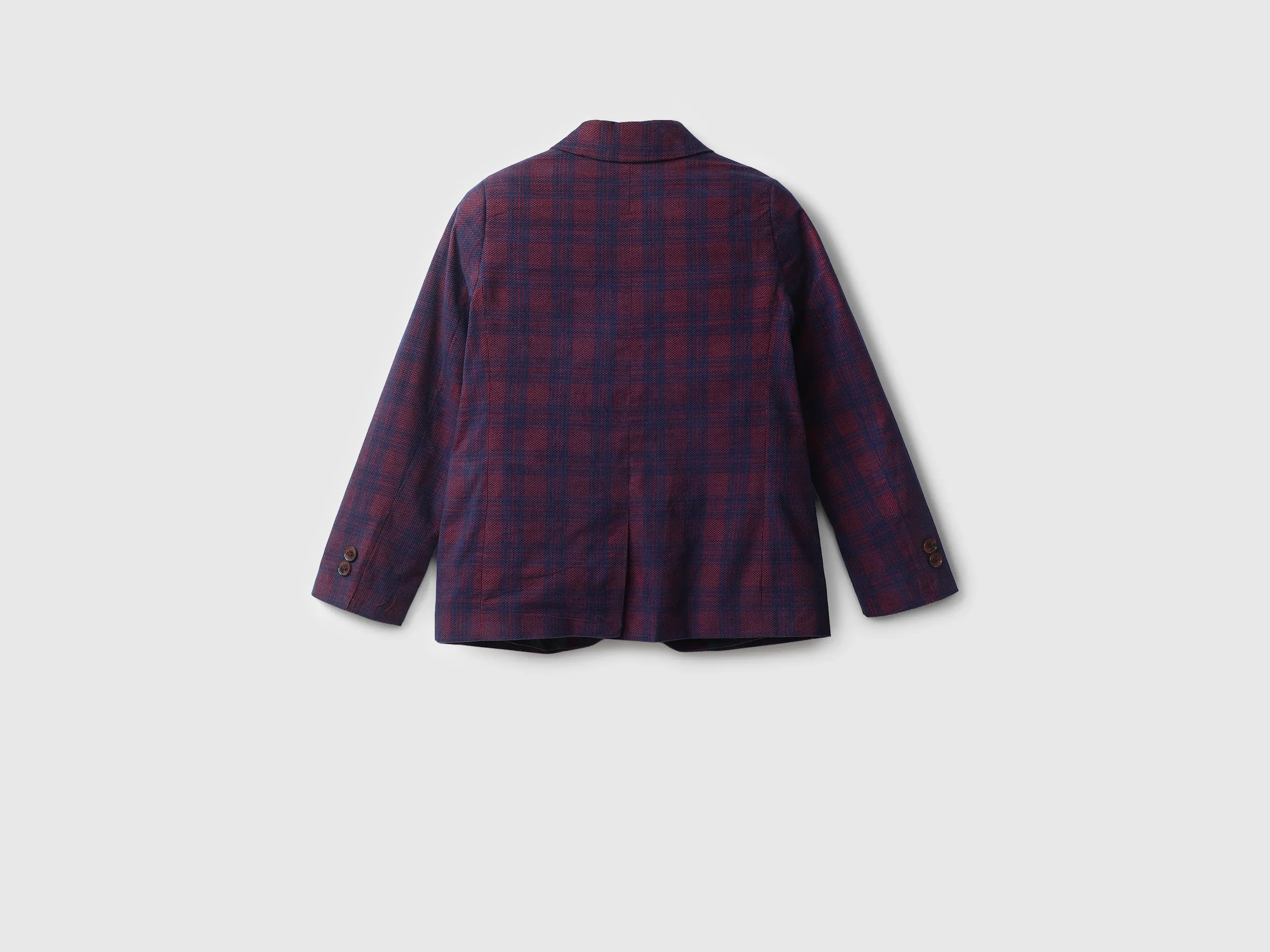 Boys Checked Lapel Neck Blazer
