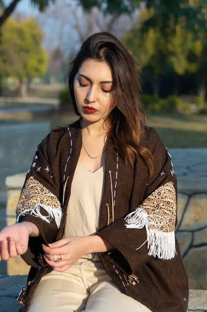 Brown | Handmade Premium Cardigan | Winter Wrap