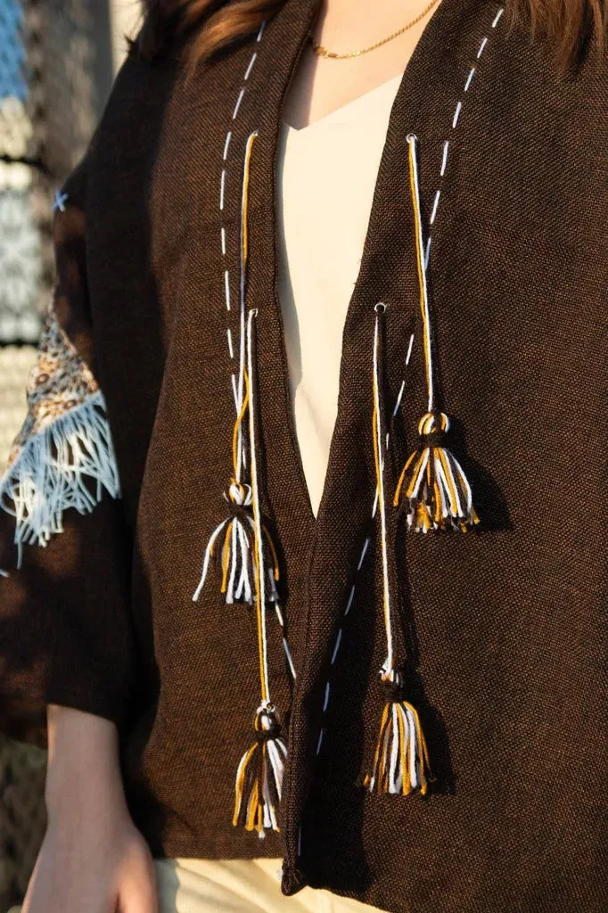 Brown | Handmade Premium Cardigan | Winter Wrap