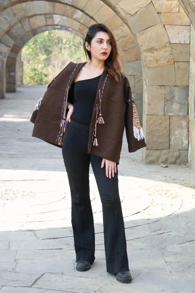 Brown | Handmade Premium Cardigan | Winter Wrap