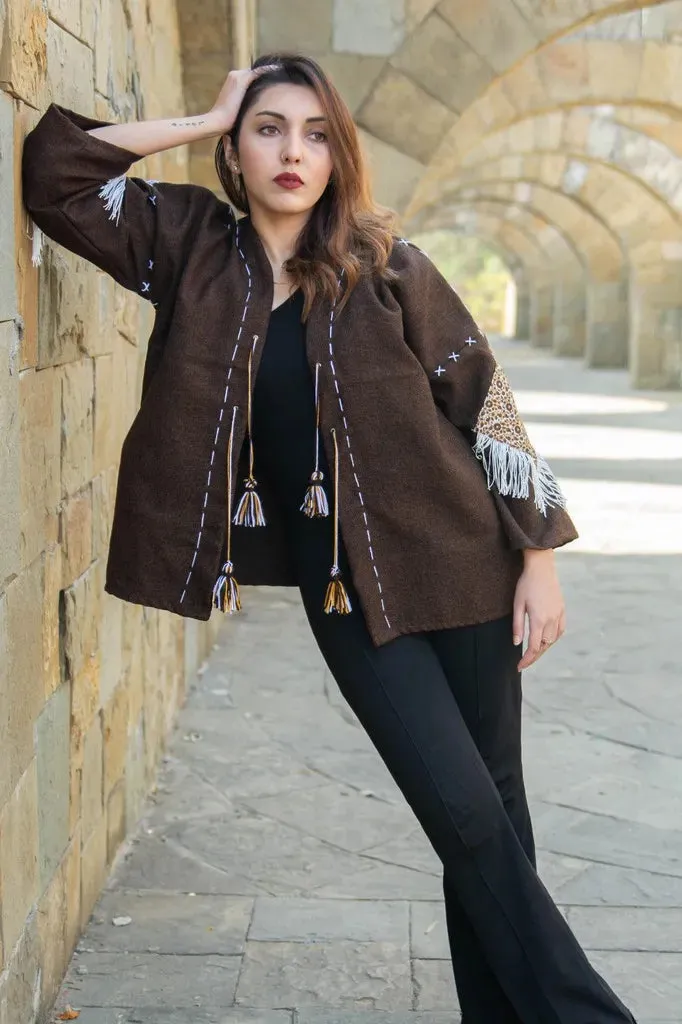 Brown | Handmade Premium Cardigan | Winter Wrap