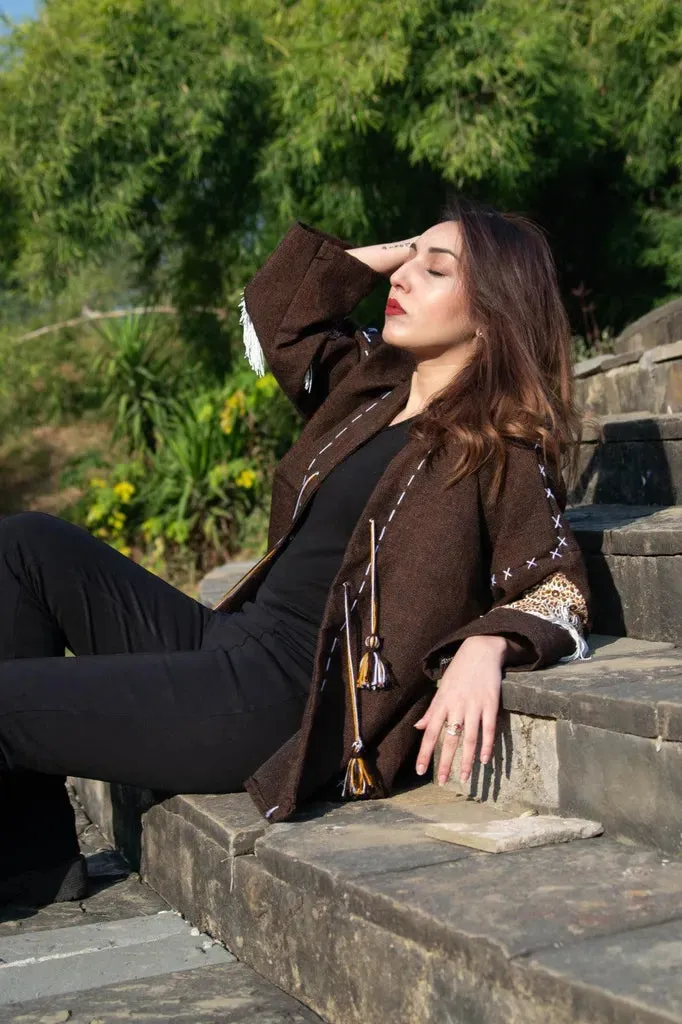 Brown | Handmade Premium Cardigan | Winter Wrap