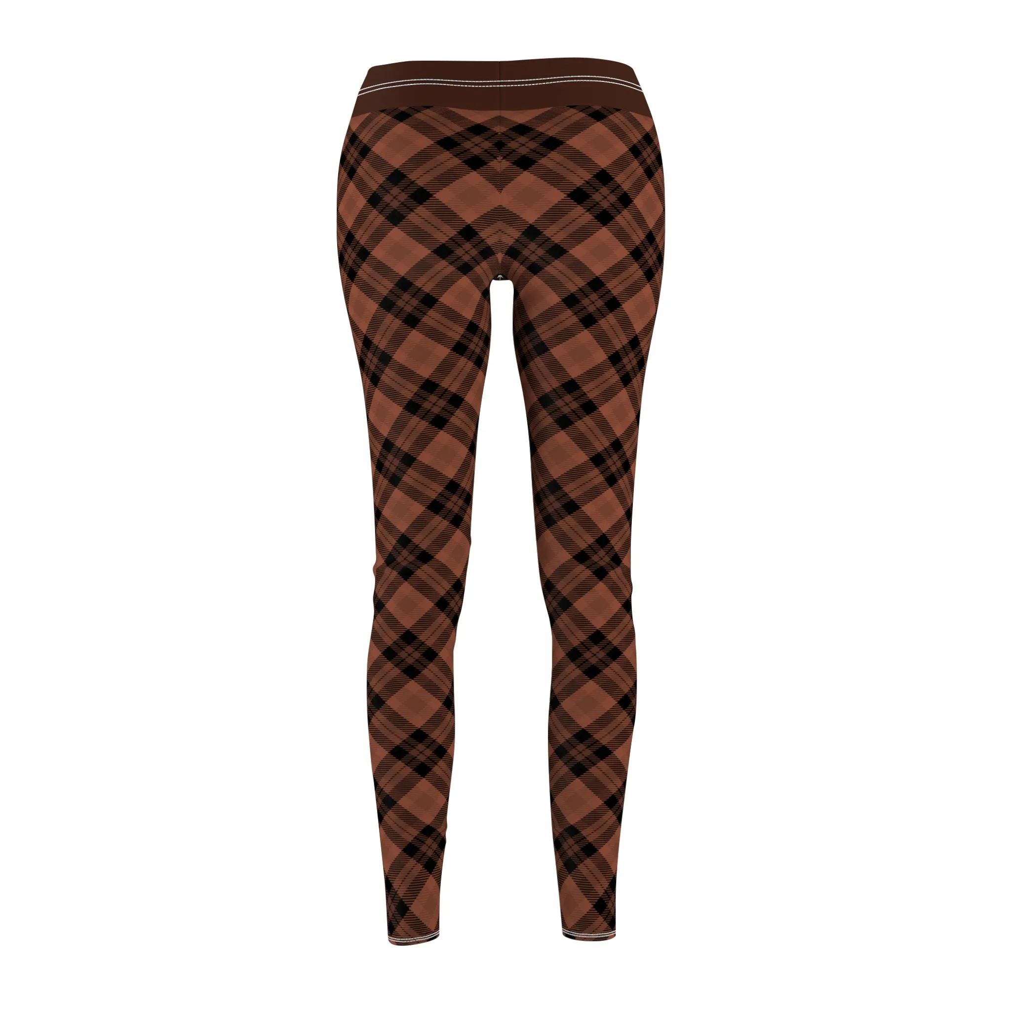 Brown w/Cocoa Trim Women's Cut & Sew Casual Leggings (AOP)