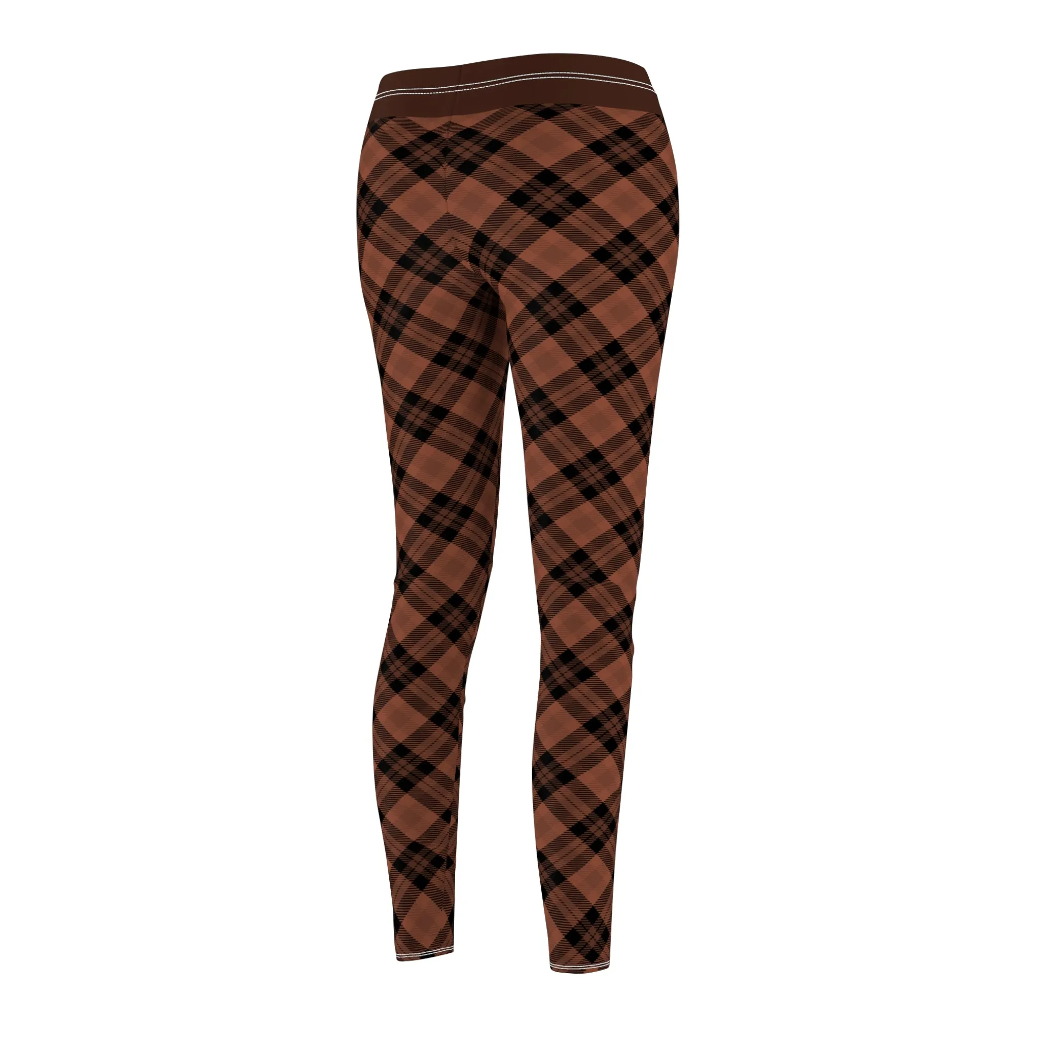 Brown w/Cocoa Trim Women's Cut & Sew Casual Leggings (AOP)