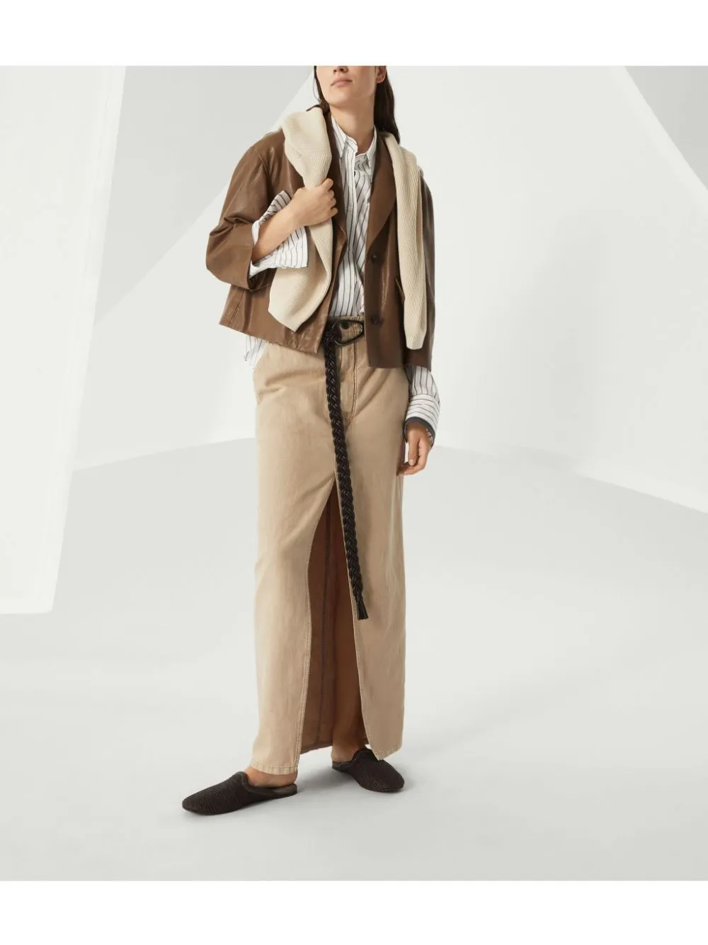 Brunello Cucinelli Cotton English Rib Sweater With Shiny Detail