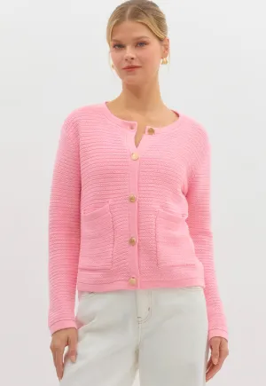 Bubblegum Pink Knit Cardigan