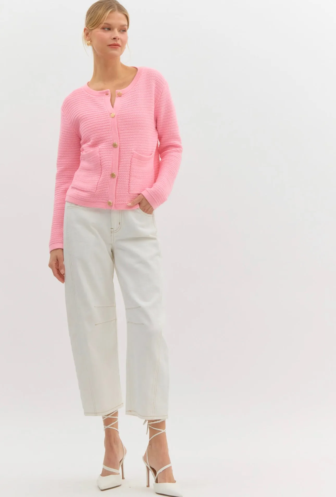 Bubblegum Pink Knit Cardigan