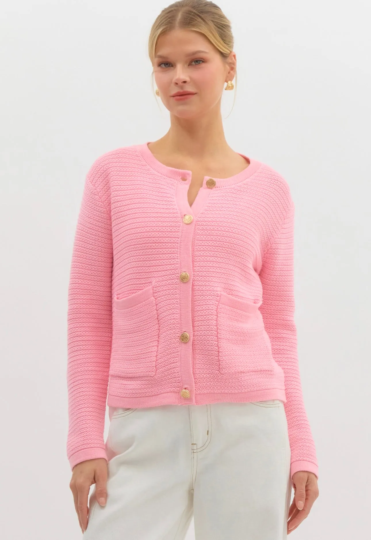 Bubblegum Pink Knit Cardigan