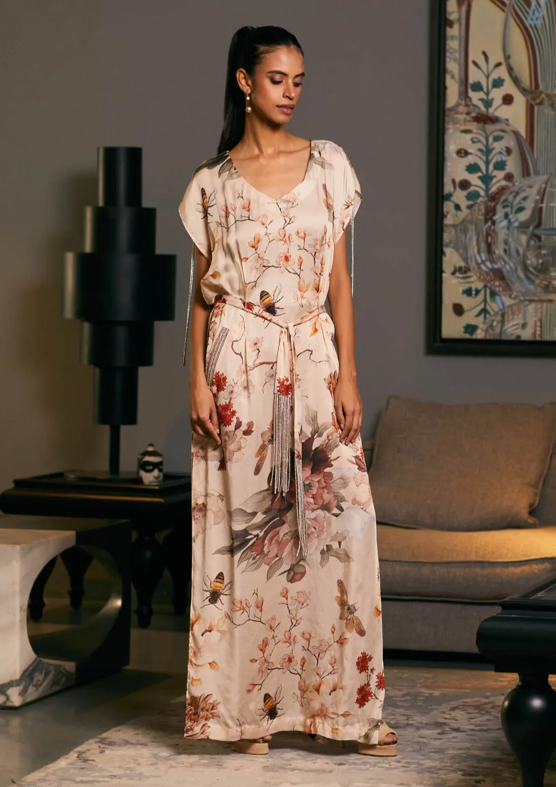 Bubmble bee printed long kaftan