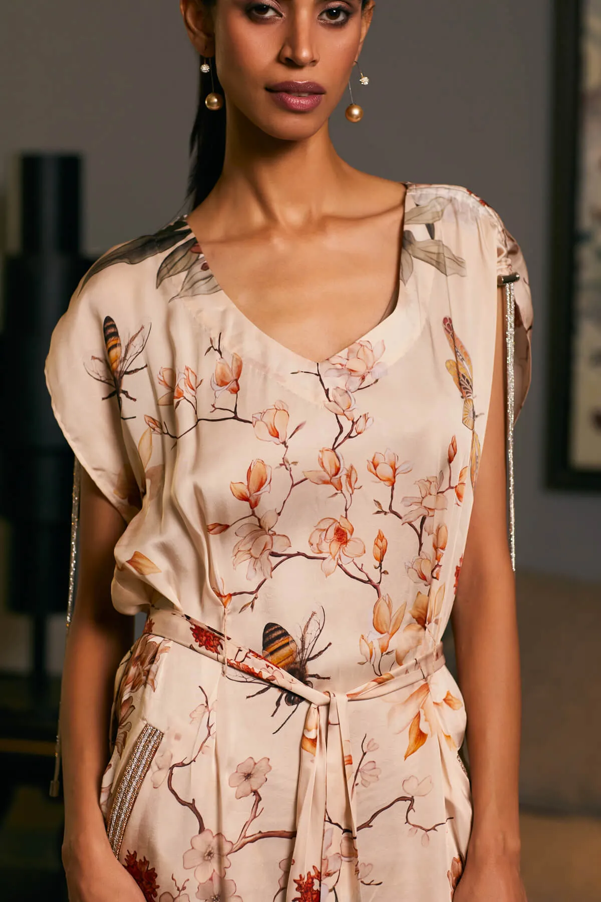 Bubmble bee printed long kaftan