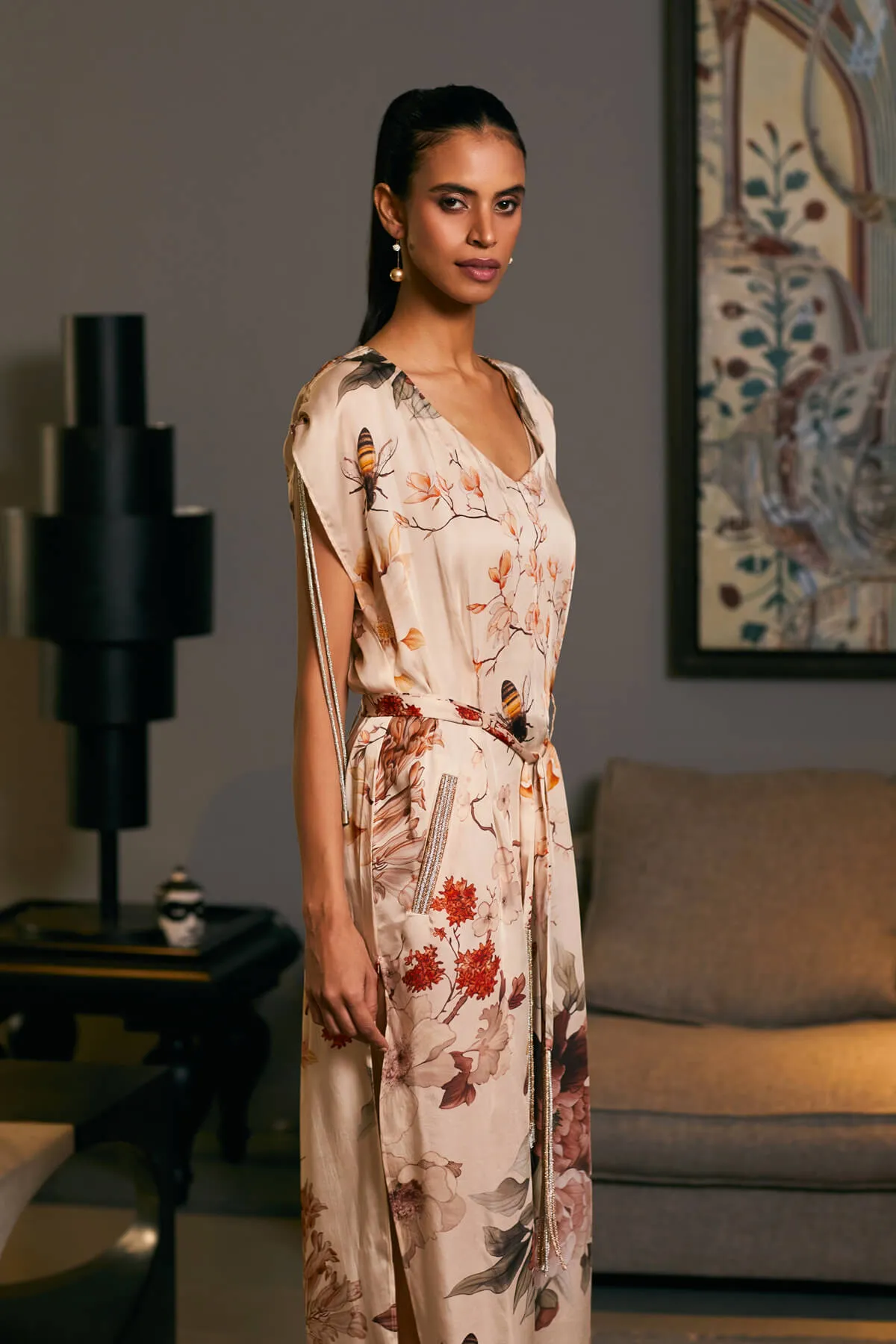 Bubmble bee printed long kaftan