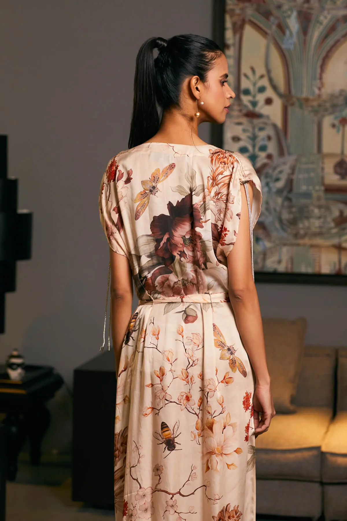 Bubmble bee printed long kaftan