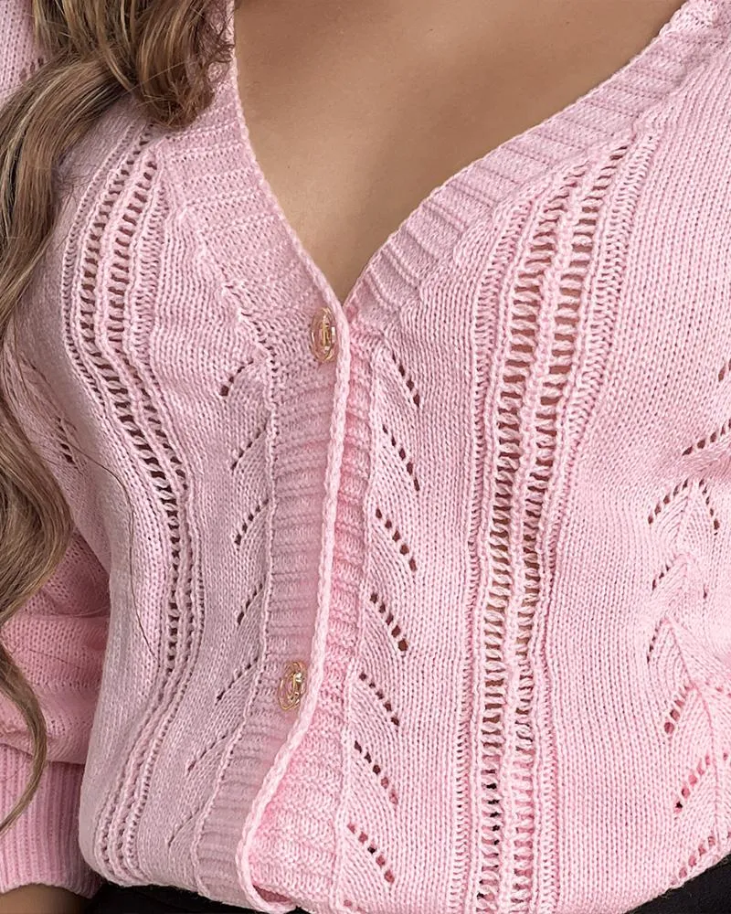 Button Front Open Knit Cardigan