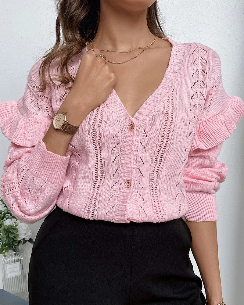 Button Front Open Knit Cardigan